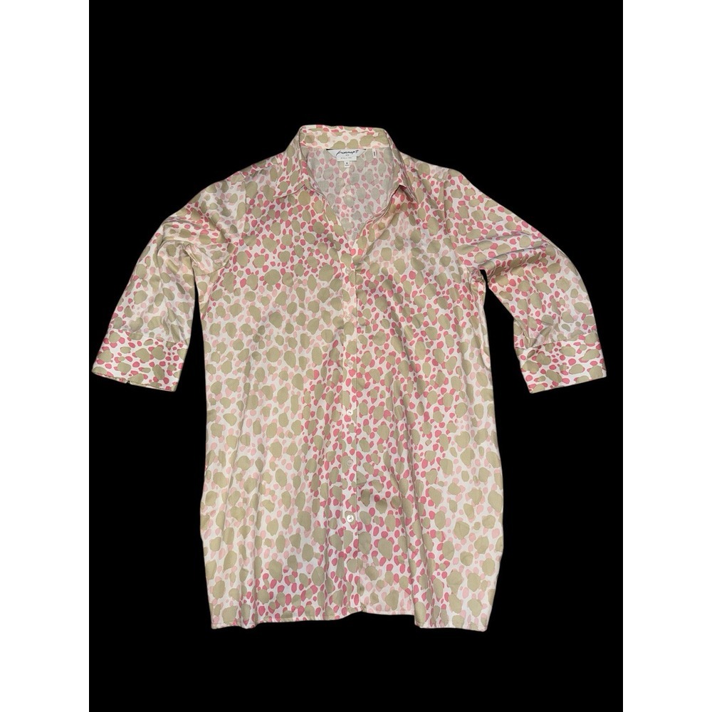Foxcroft Shaped Womens Sz 10 Non-Iron Cotton Pamela Pebble Beach 3/4 Sleeve New